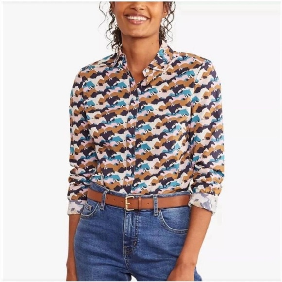 Boden The classic shirt size 12 P multicolored horse prints great condition - Picture 1 of 11